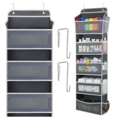 Ajtós akasztós szervező - szekrény polc 5 polccal 142 x 40 x 17 cm