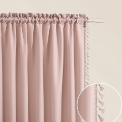Prašno rožnata zavesa LARA za trak s čopki 140 x 280 cm