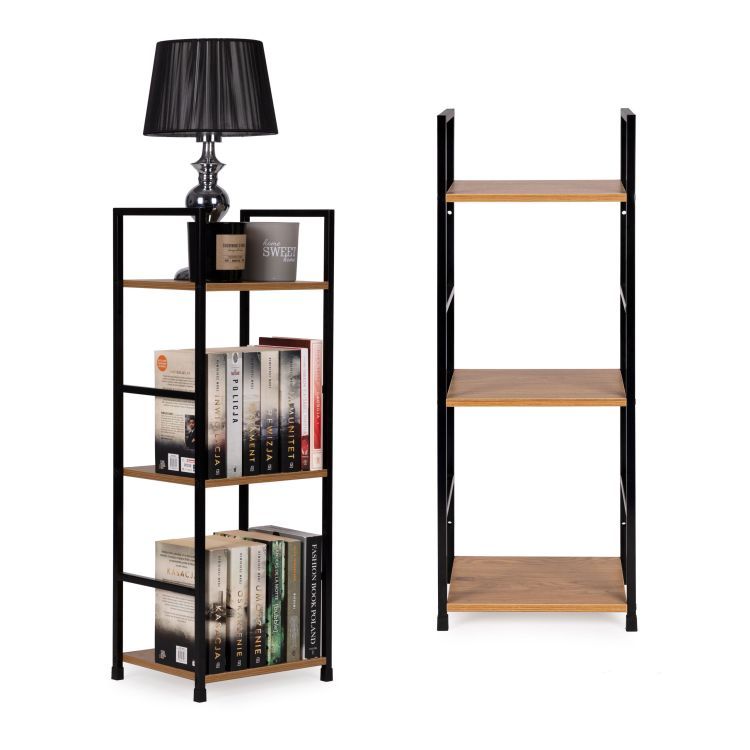 Moderní regál 80 cm se 3 policemi dřevo / kov
