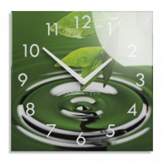 Zöld natúr nyomatú dekorüveg óra, 30 cm
