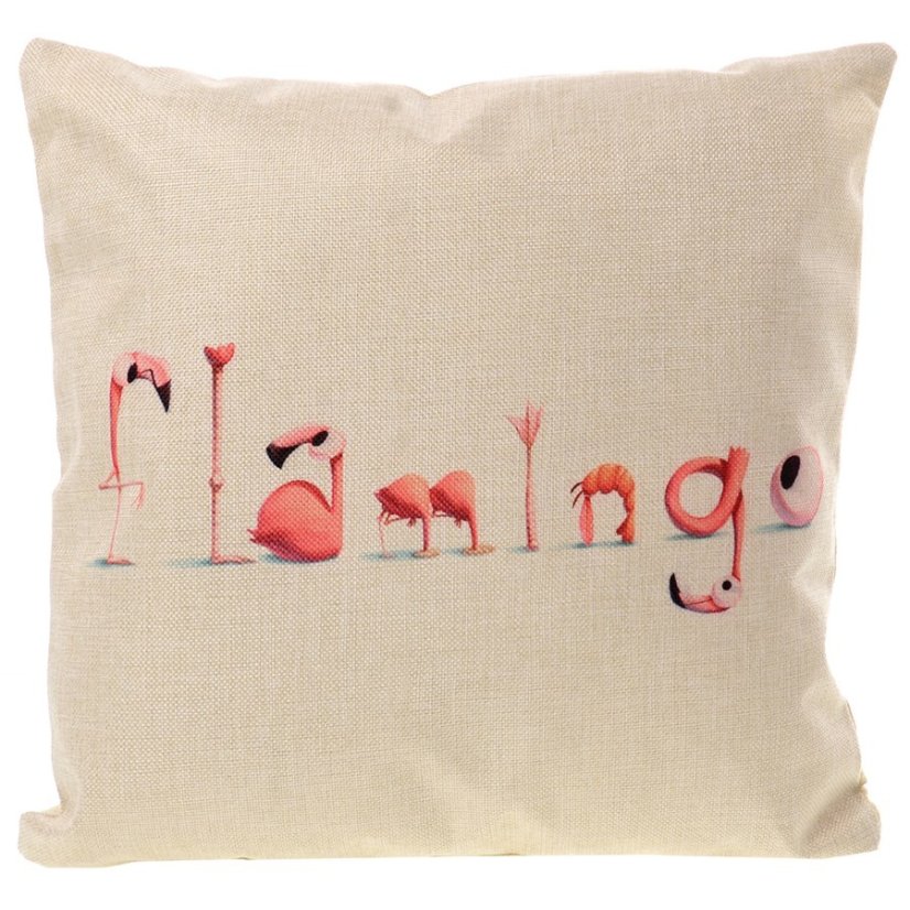 Ľanová obliečka na vankúš Flamingo