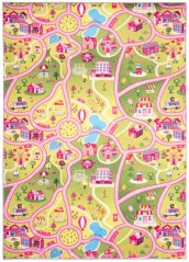 Tappeto per bambini FLANNEL - pista per auto rosa