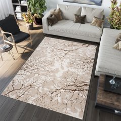 Einfacher moderner Teppich beige mit braunem Motiv