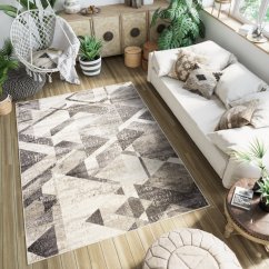 Vielseitiger moderner Teppich mit geometrischem Muster in Brauntönen