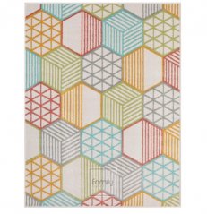 Pestrofarebný koberec s geometrickými vzormi