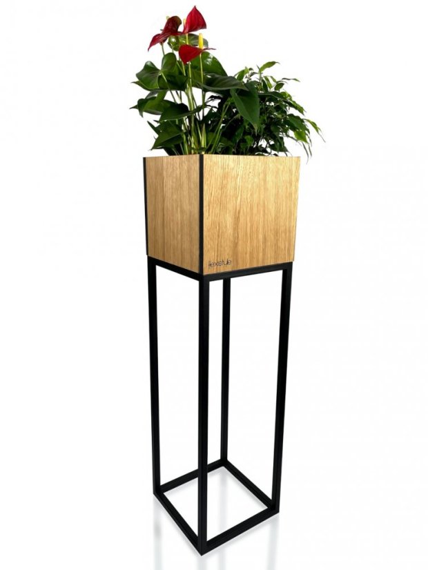 Луксозна висока дъбова саксия от колекцията LOFT FIORINO 22X22X80 см