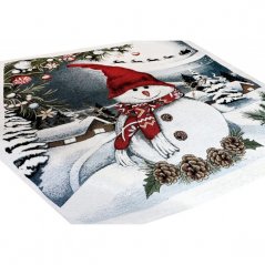 Weihnachtliche Wandteppich-Tischdecke mit Schneemann 90x90 cm