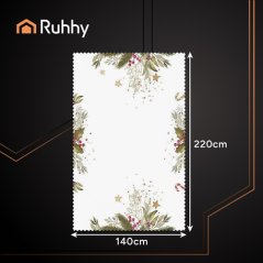 Vianočný biely obrus so sviatočnou potlačou - 140 x 220 cm