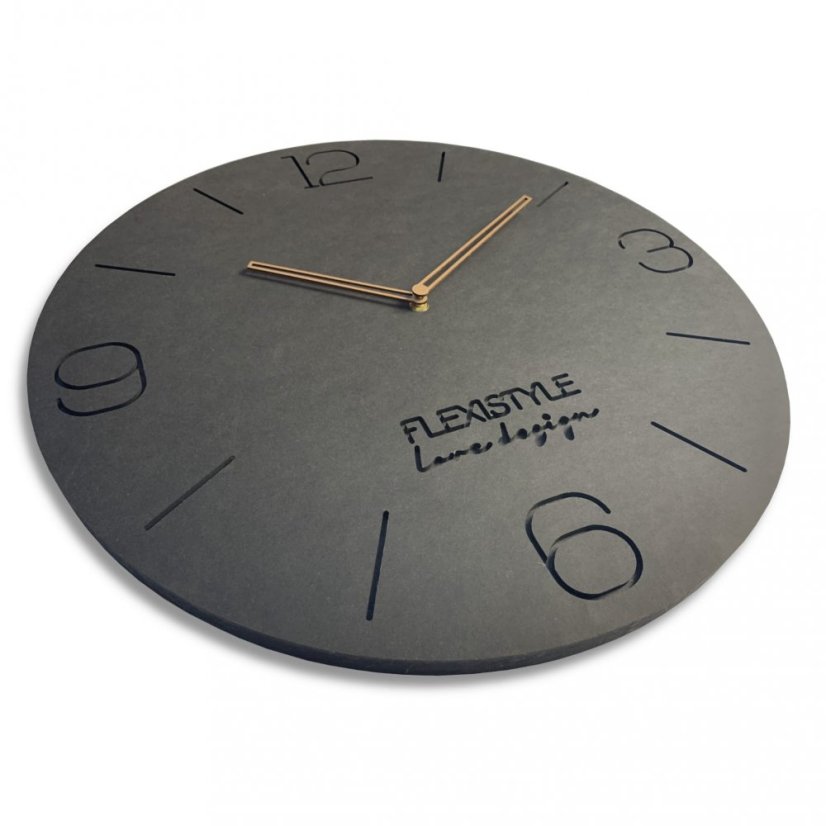 Elegantní kulaté hodiny na zeď 50 cm antracitové