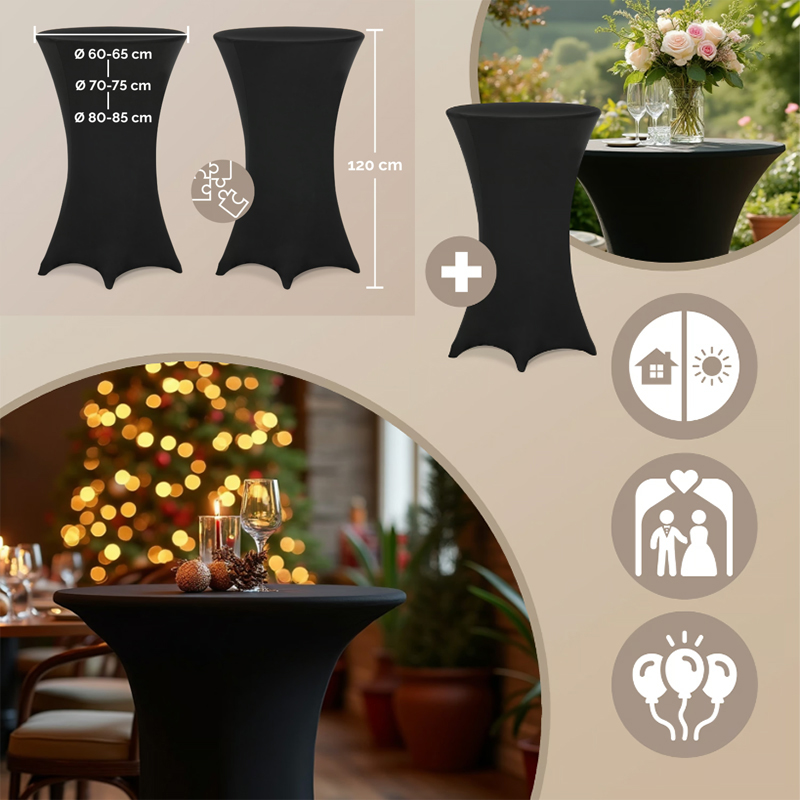 Elastische Tischdecke für Stehtisch - schwarz