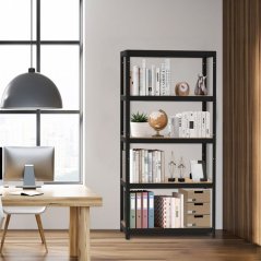 Schwarzes Regal mit 5 Böden 90 x 180 x 40 cm