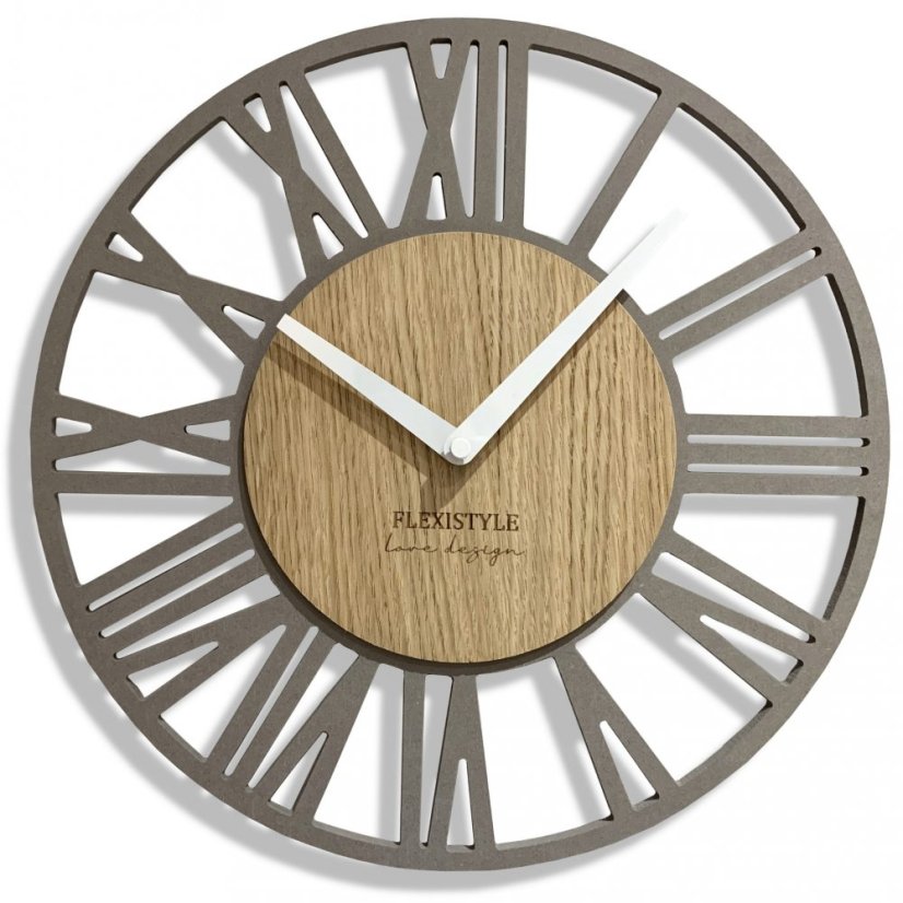 Schlichte graue Wanduhr im Holzdesign