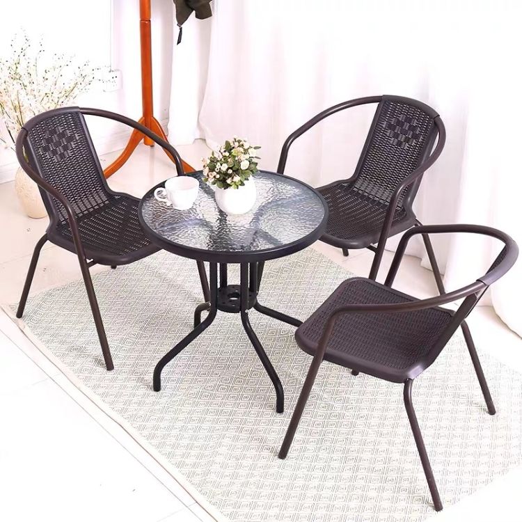 Okrúhly záhradný stôl 60 cm sklenený