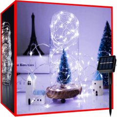 Solar karácsonyi fények 12 M 100 LED hideg fehér