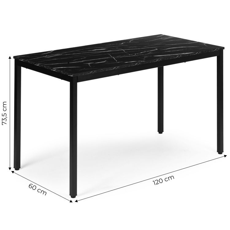 Masă de bucătărie din marmură neagră 120 x 60 cm - masă universală pentru 4-5 persoane