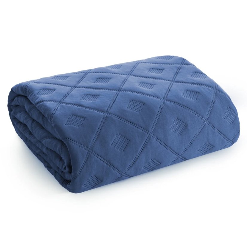 Jednoduchý a elegantní přehoz na postel - modrý