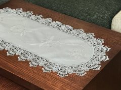 Okrúhle vianočné prestieranie v bledosivej farbe