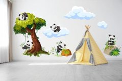 Autocolant pentru copii panda veseli pe copac