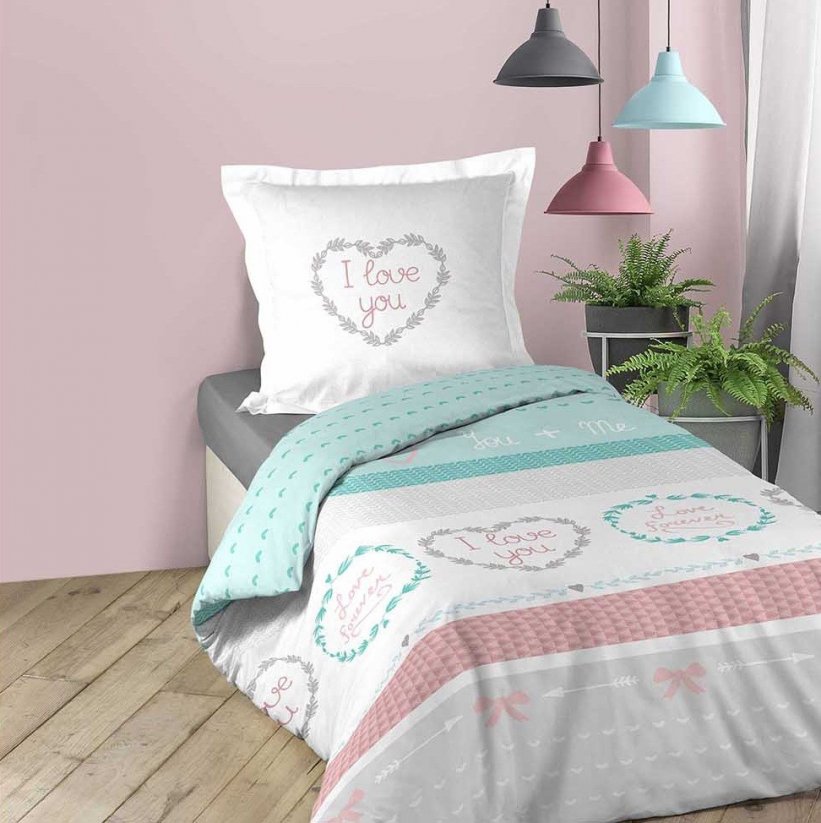 Romantické posteľné obliečky z bavlny s nápisom LILOU