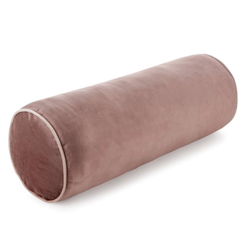 Dekoračný zamatový vankúš v tvare valčeka