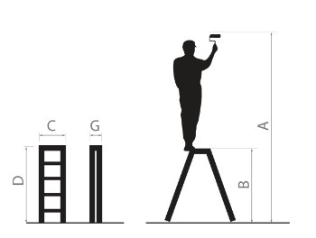 Obojstranný schodíkový rebrík z hliníka, so 4 schodíkmi a nosnosťou 125 kg