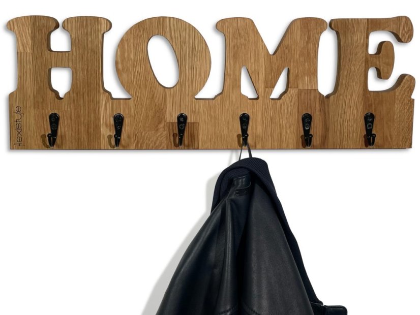 Dubový nástenný vešiak z masívu HOME – 50 x 16,5 cm