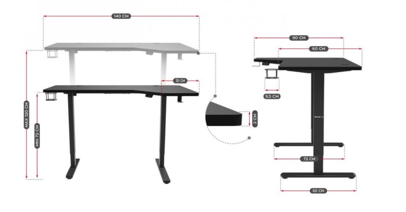 Ergonomický elektrický stôl s nastaviteľnou výškou stola a LED panelom 