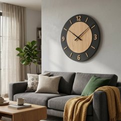 NORDIC OAK, стенен часовник от дъб с диаметър 75 см и безшумен механизъм