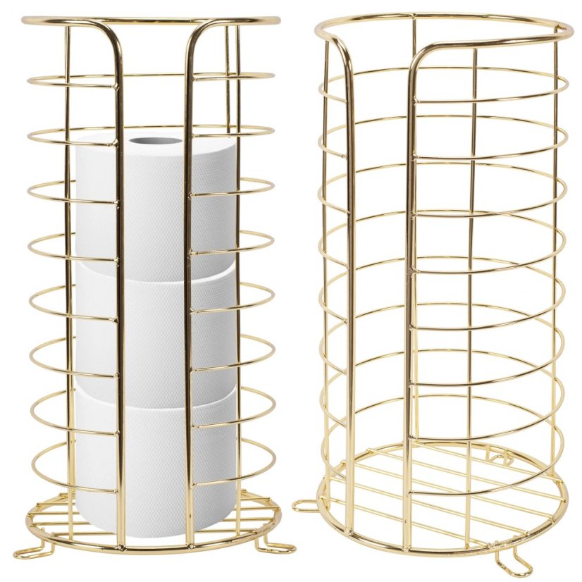 Zlatý kovový stojan na toaletný papier s lesklým povrchom