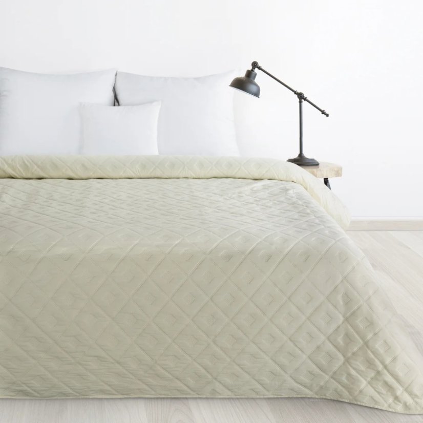 Luxusný prehoz na posteľ – prešívaný bez viditeľnej nite ecru