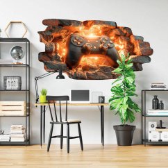 3D Gamepad falmatrica, játék dekoráció a tinédzser szoba számára