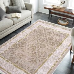 Moderní vintage koberec béžovo-zlatý s orientálním vzorem