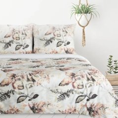 Bettlaken aus Mikrofaser mit einem zarten Muster aus tropischen Blumen und Blättern