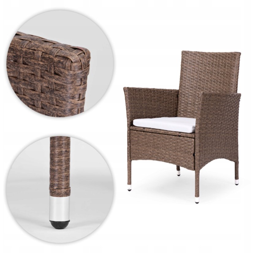 Záhradný set nábytku MULTIGARDEN – 4 kreslá a stôl, svetlohnedý