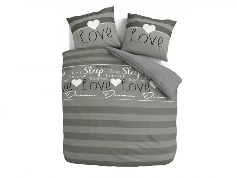 Sivé posteľné obliečky Love