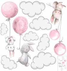Wandtattoo für Babys Mädchen: Fröhliche Hasen XXXXL