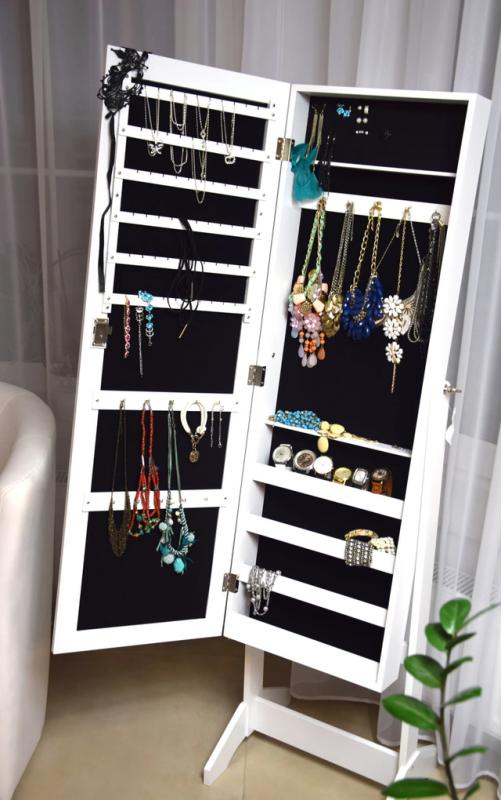 Fehér ékszerdoboz tükörrel 119,5 x 35 x 8,7 cm