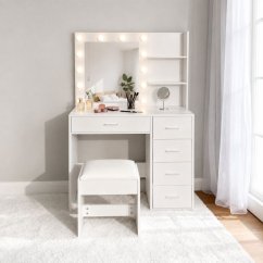 Elegáns LED-es sminkasztal zsámollyal