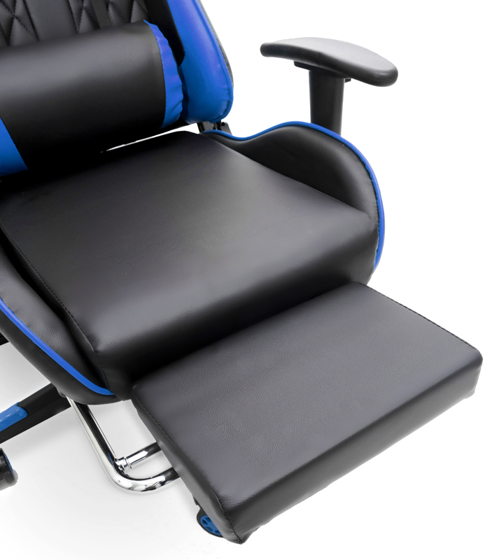 Gaming-Massagesessel mit Fußstütze - blau