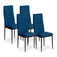 Set aus 4 eleganten Samtstühlen in Blau