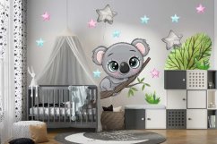 Adesivo murale per bambini simpatico koala con le stelle