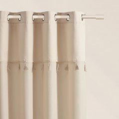 Krémový záves Astoria so strapcami na stieborné priechodky 140 x 280 cm