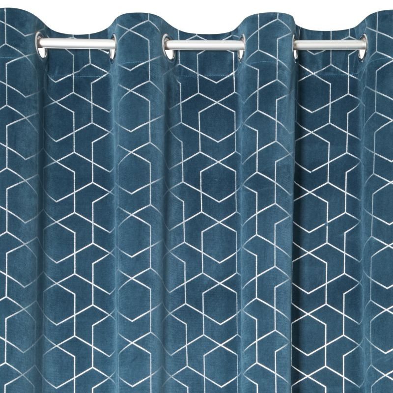 Draperii decorative albastre, cu agățare pe inele metalice 135 x 250 cm