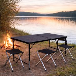 Kempingový skladací stôl so stoličkami – turistický set pre 4 osoby