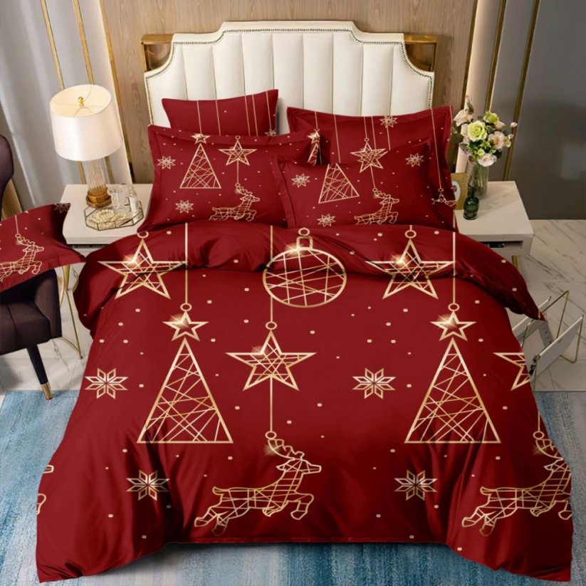 Luxusné vianočné posteľné obliečky červenej farby