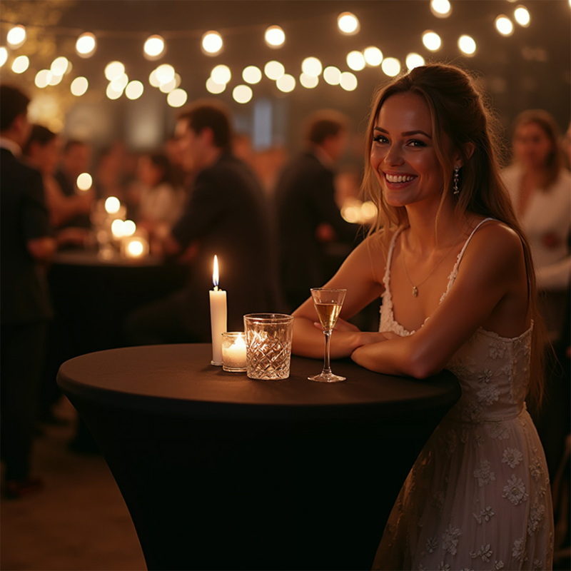 Elastische Tischdecke für Stehtisch - schwarz