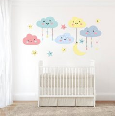 Nalepka na steni otroške sobe - oblaki 200 x 105 cm