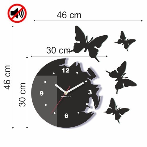 Dekoračné nástenné hodiny lietajúce motýle