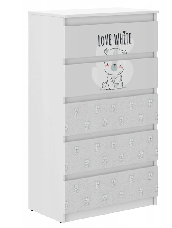 Hochwertige Kinderkommode mit Teddybär 121x40x70 cm