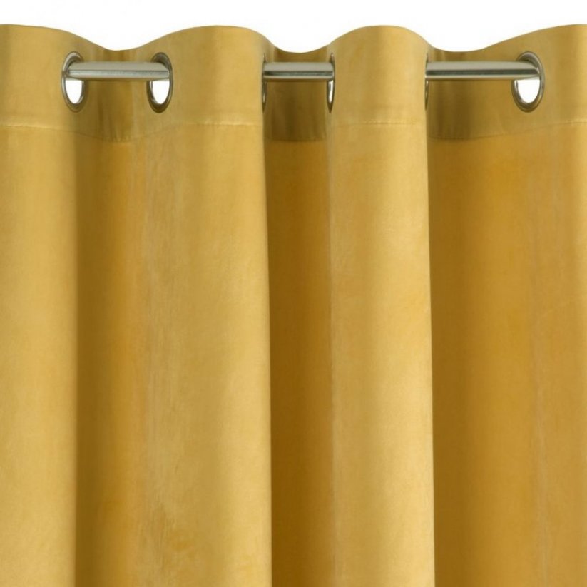Модерни затъмняващи завеси от горчица с халки за окачване 140 x 250 cm